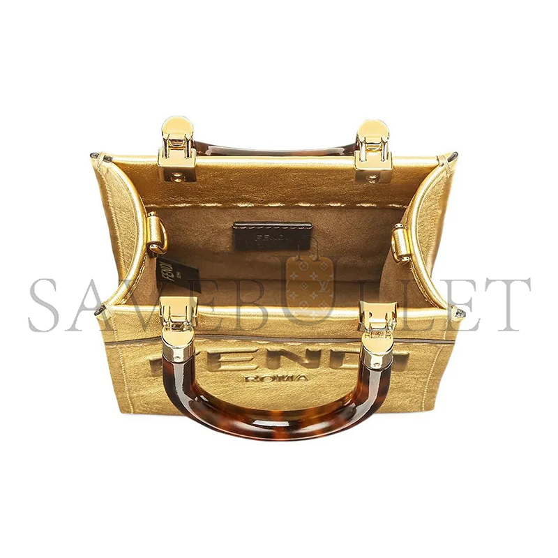 FENDI MINI SUNSHINE SHOPPER TOTE GOLD 8BS051AJH7F1GNN (18*13*6m)